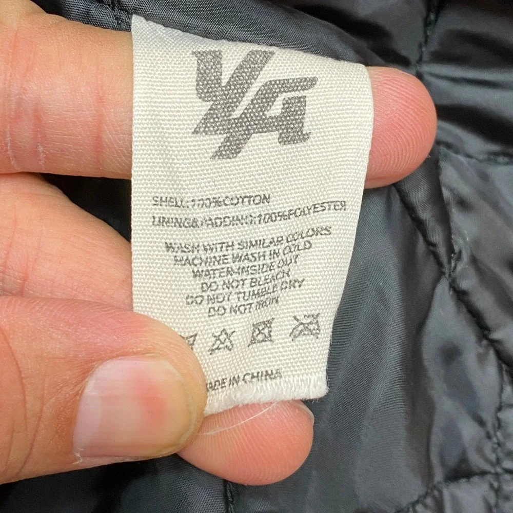 YoungLA Canvas Hooded Jacket Mens Large Black Quilted Lined Full Zip Workwear